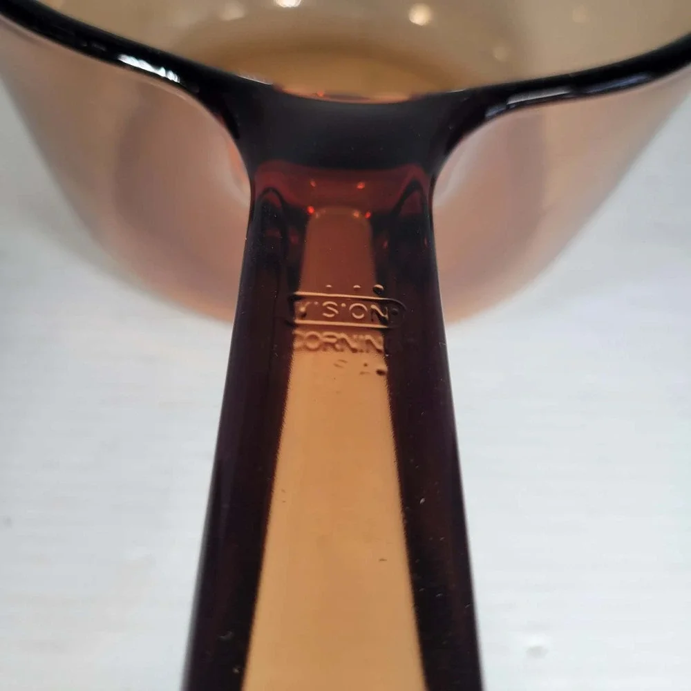 Visions Corning Saucepan Pot 1.5L Amber NO LID Good Vintage Glass Cookware USA